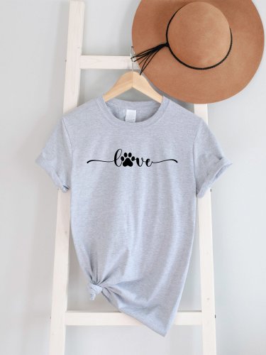 Women's Dog love  Printed Round Neck Short Sleeve T-Shirt