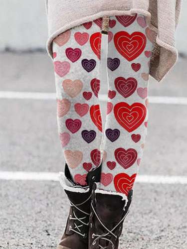Trendy Heart Print Leggings