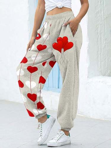 Women's Love Print Casual Sweatpants