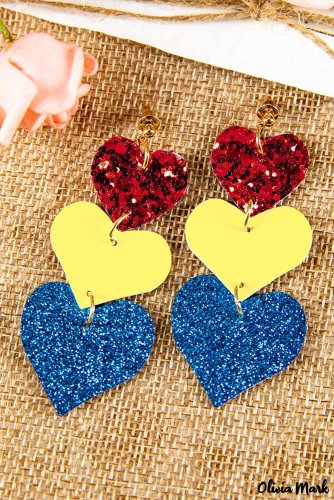 Heart Shaped Leather Sequin Earrings