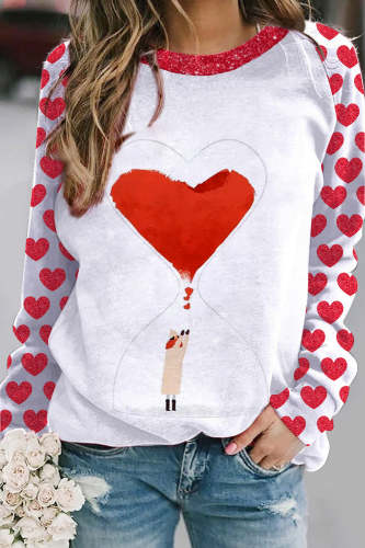 Red Love Hourglass Watercolor Valentine's Day Sweatshirt
