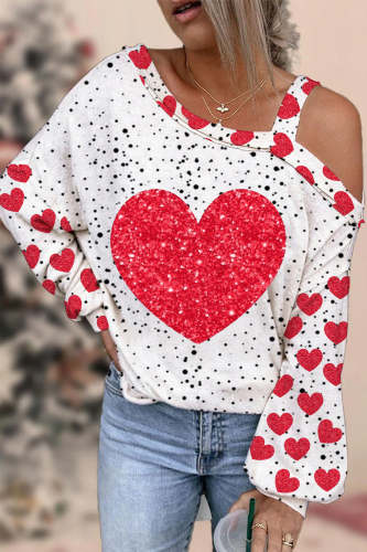 Valentine's Day Love Heart Off-shoulder Blouse