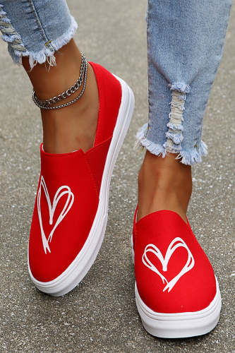 Red Love Heart Canvas Shoes