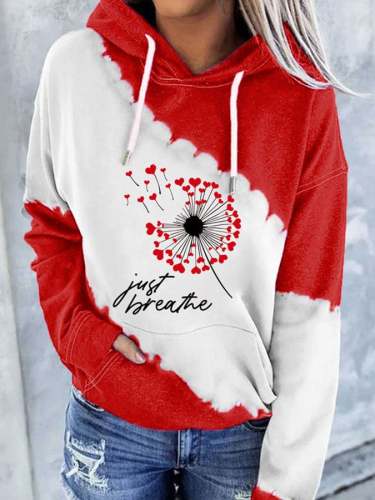 Women's Just Breathe Valentine's Day  Print Hoodie