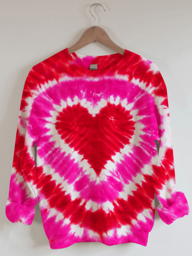 Women's Pink Love Heart Print Sweatshirt