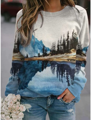 Women's Landscape Pattern Loose Sweatshirt