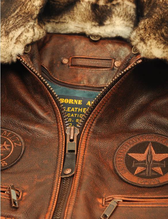 🎁New Year Sale🎁 - TOP GUN JOLLY ROGERS FLIGHT LEATHER JACKET BROWN