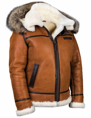 XMAS SALE 40% OFF-BOMBER B-3 SHEEPSKIN JACKET HOODED WHISKEY[FREE SHIPPING TODAY]