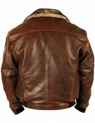 🎁New Year Sale🎁 - TOP GUN JOLLY ROGERS FLIGHT LEATHER JACKET BROWN