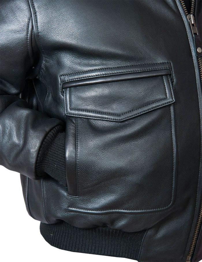 (NEW ARRIVALS) A-2 FLIGHT LEATHER JACKET WITH LINER BLACK