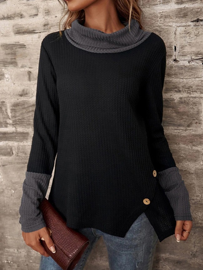 Vintage Paneled Turtleneck Long Sleeve T-Shirt