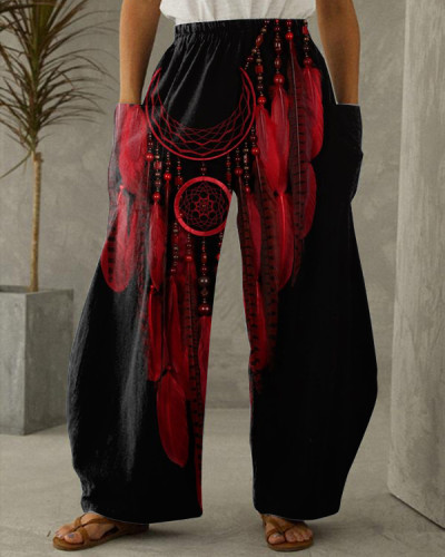 Bohemian Red Dreamcatcher Pants