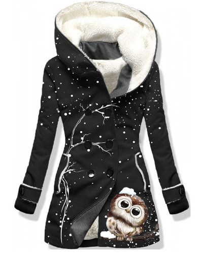 Owl Winter Warm Casual Print Sports Coat
