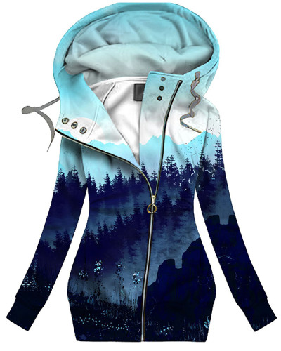 Forest Art Print Hooded Coat