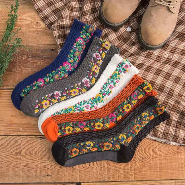 Vintage Embroidered Floral Socks(🎁New Year Sale)Buy more save more