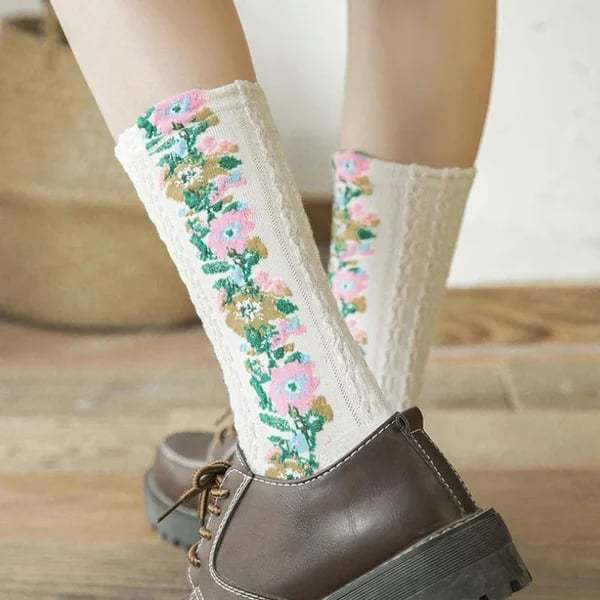 Vintage Embroidered Floral Socks(🎁New Year Sale)Buy more save more