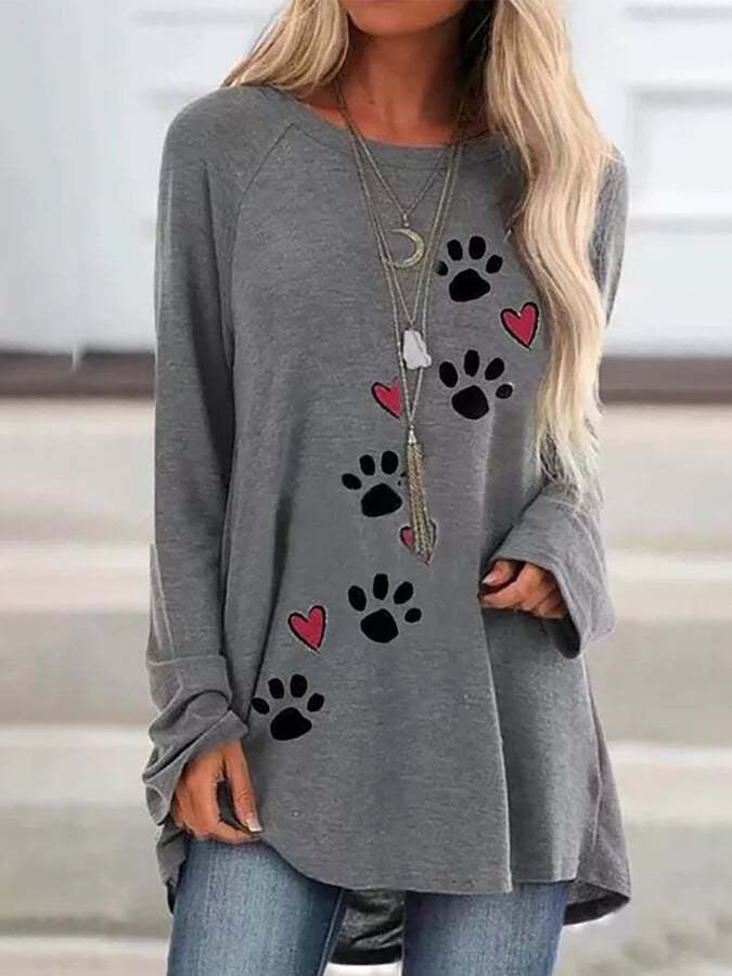 Women's dog paw print T-shirt