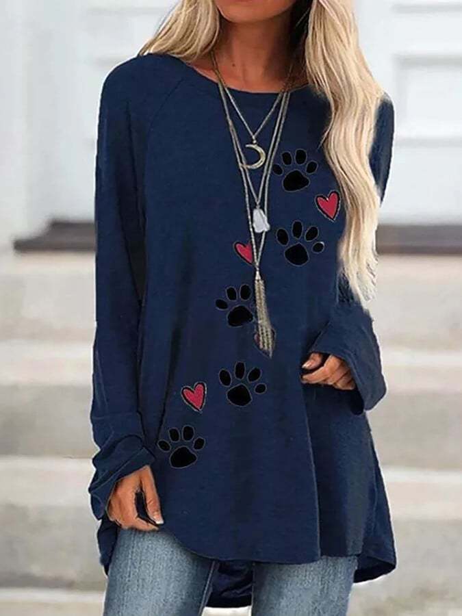 Women's dog paw print T-shirt