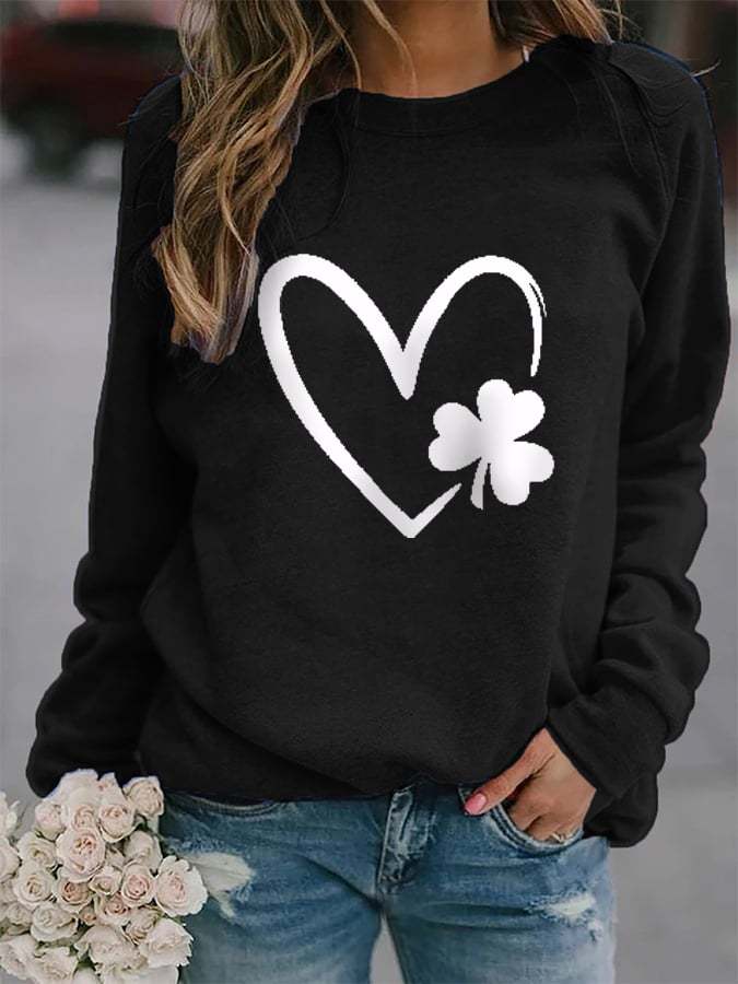 Women's St. Patrick's Day Lucky Shamrocks Printed Casual Sweatshirt