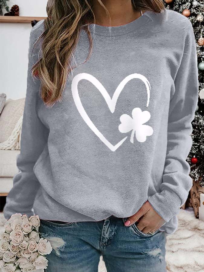 Women's St. Patrick's Day Lucky Shamrocks Printed Casual Sweatshirt