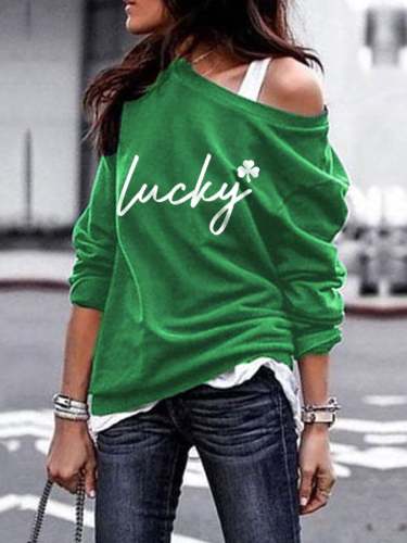 Women's St. Patrick's Day Lucky Shamrock Casual Sweatshirt