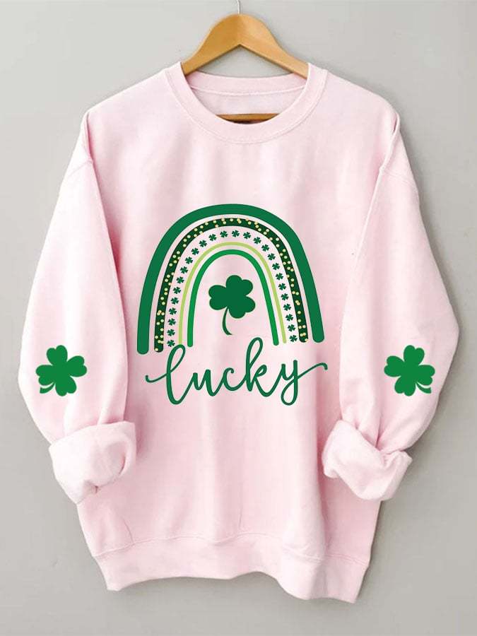 Women's St. Patrick's Day Lucky Rainbow Print Casual Sweatshirt