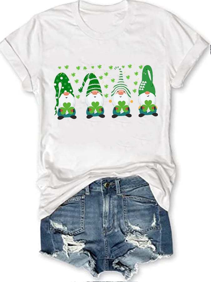 San Pa Gnome Print Short Sleeve T-Shirt