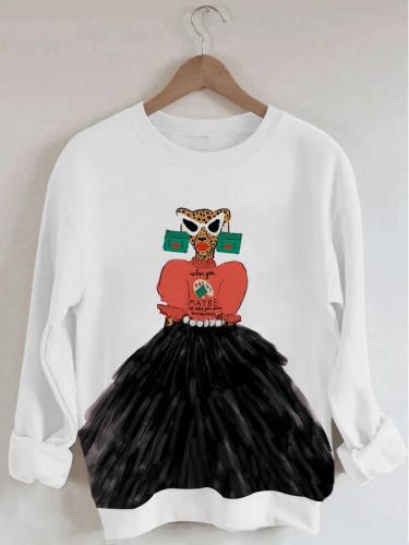 Women's Fashion Leopard Print Long Sleeve Round Neck Sweatshirt
