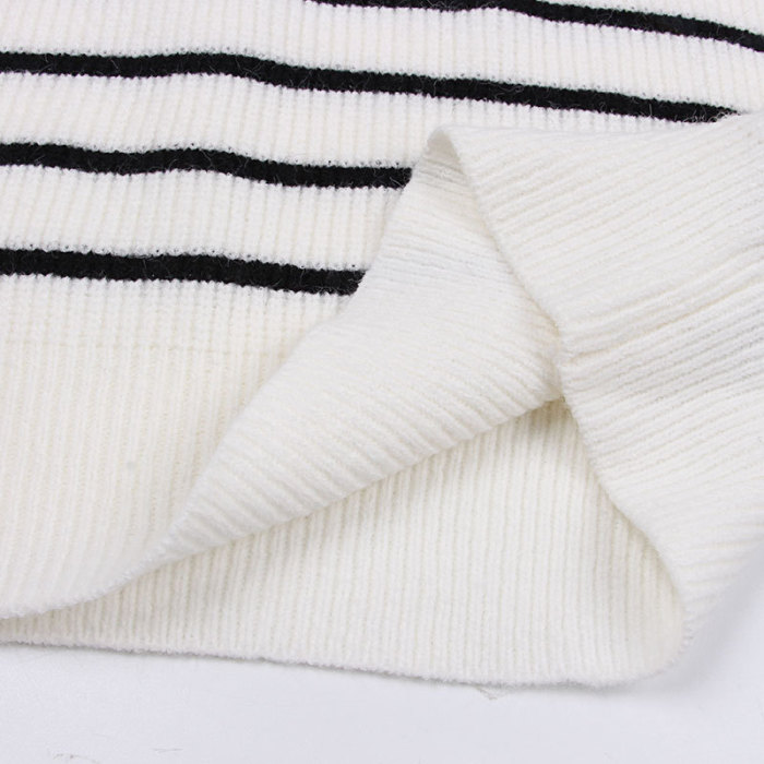 Casual Stripe Jacquard Sweater Top