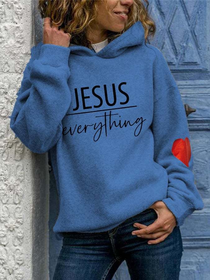Women's Jesus over Everything Cross Printed Casual Hoodie