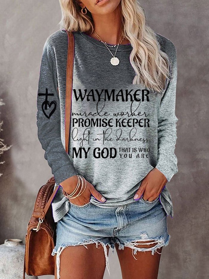 Women's Faith Waymaker My God That Is Who You Are Ombre Sweatshirt