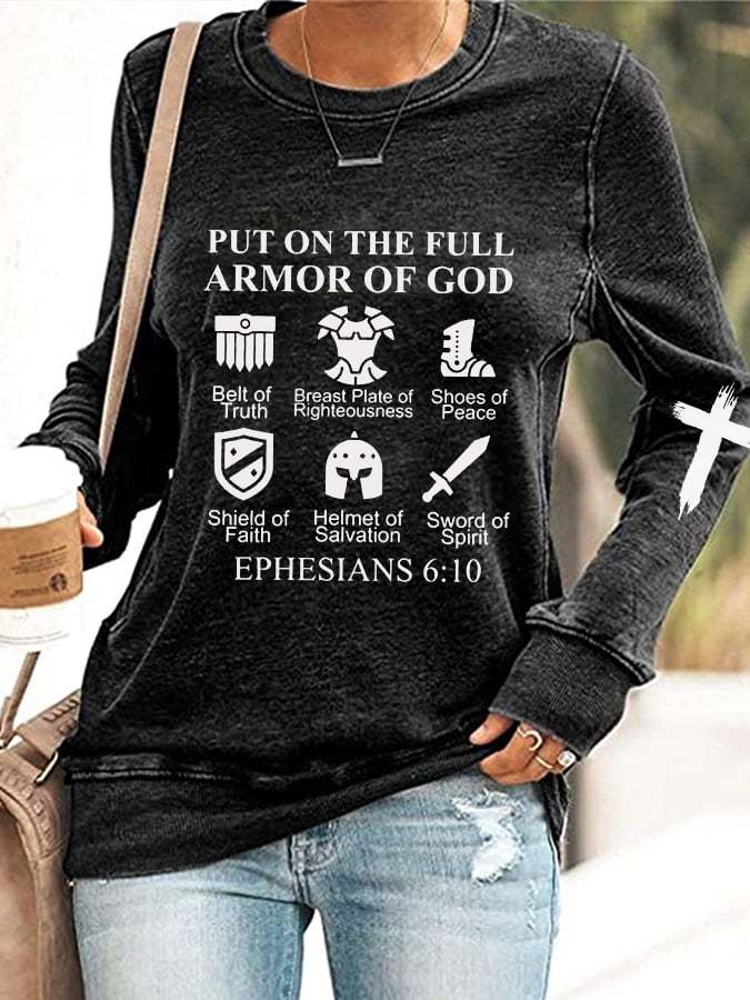 Women's Put on The Full Armor of God Print Sweatshirt