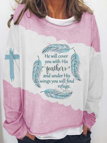 Ladies Faith Casual Print Loose Sweatshirt