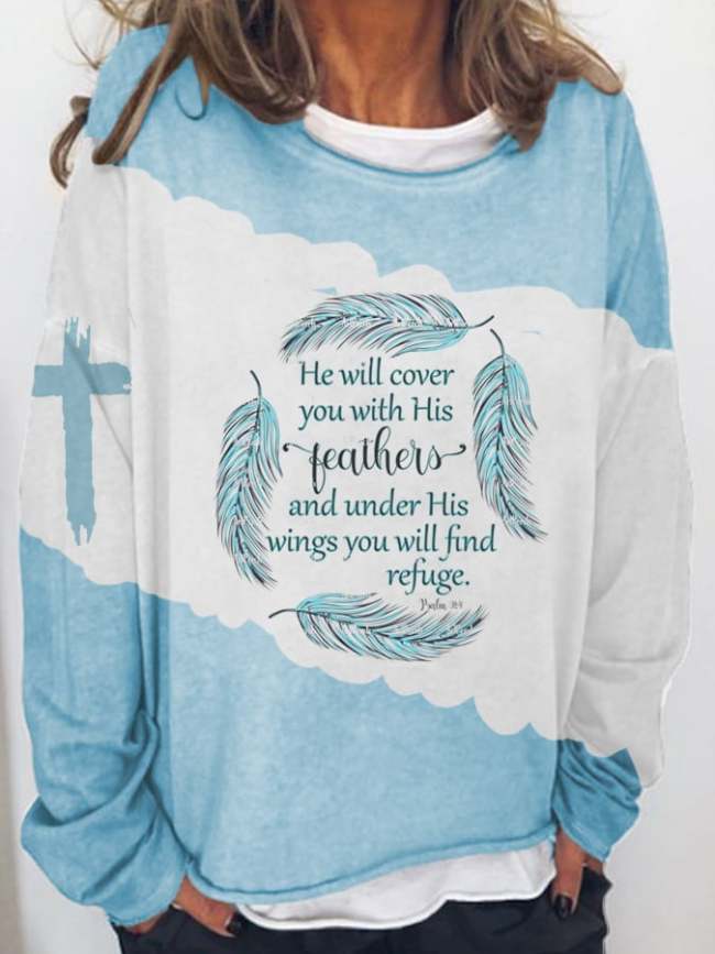 Ladies Faith Casual Print Loose Sweatshirt