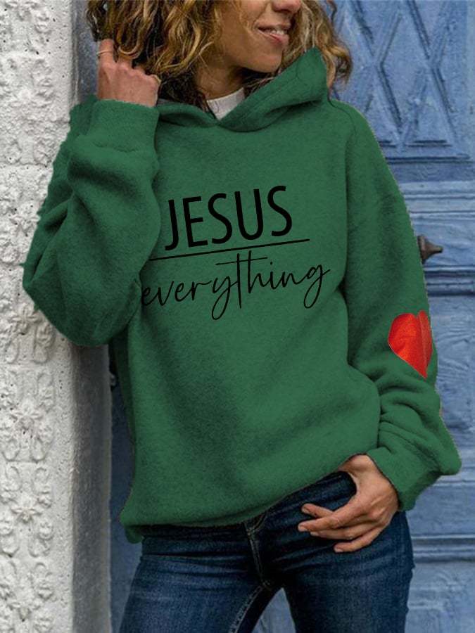 Women's Jesus over Everything Cross Printed Casual Hoodie