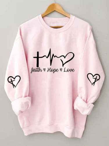 Women's Faith Hope Love Print Casual Sweatshirt