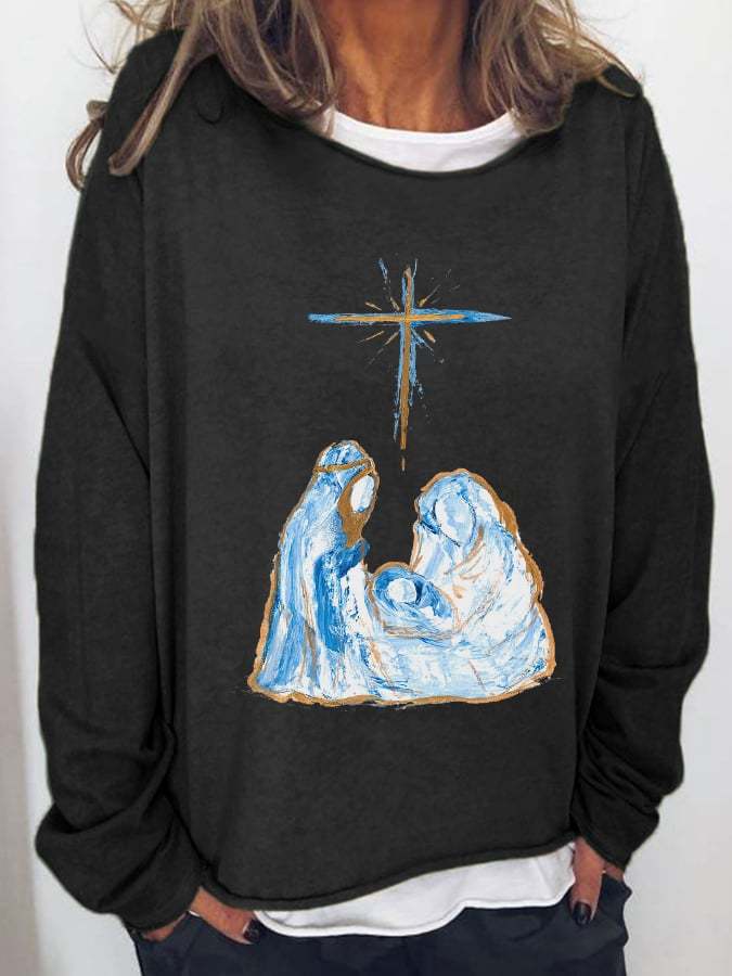 Women's Casual THE TRUE STORY Nativity  Printed Top