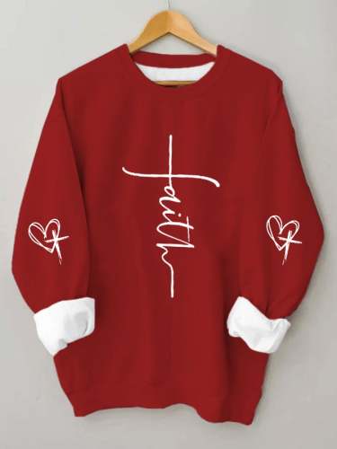 Women's Faith Love Cross Print Sweatshirt