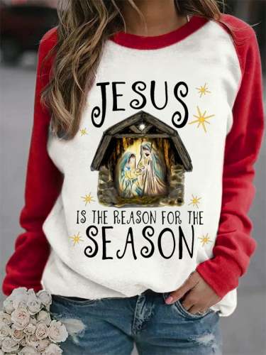 Women‘s  Jesus Is The Reason For The Season Print Casual Sweatshirt