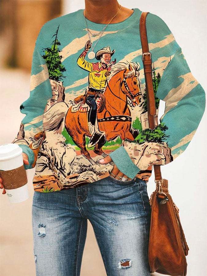 Vintage Rodeo Print Sweatshirt