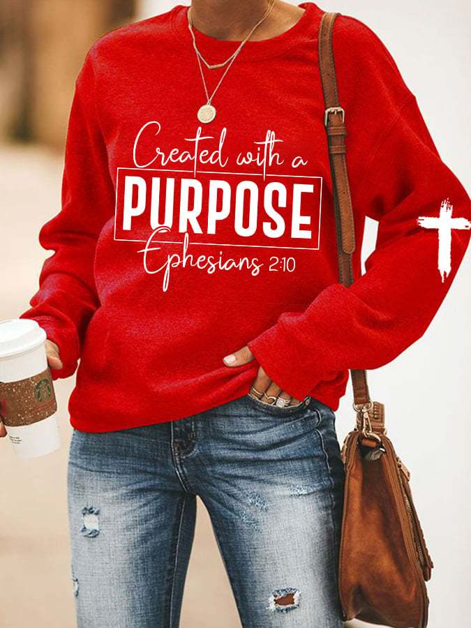 Women's Created With A Purpose Printed Sweatshirt