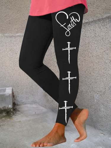 Women's Faith Nail Cross Print Leggings