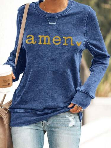 Women's Faith Gold 'amen' Print Sweatshirt