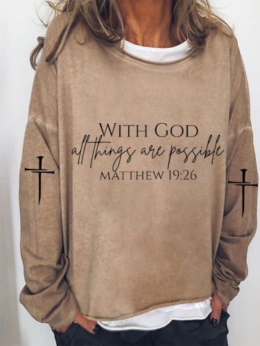 Women's Faith With God All Things Are Possible Matthew 19:26 Print Top