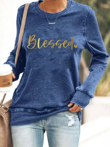 Womens Faith Gold 'Blessed' Print Sweatshirt