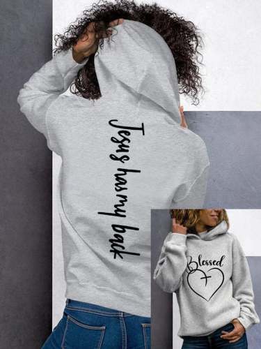 Women's Jesus Has My Back Blessed Casual Hoodie