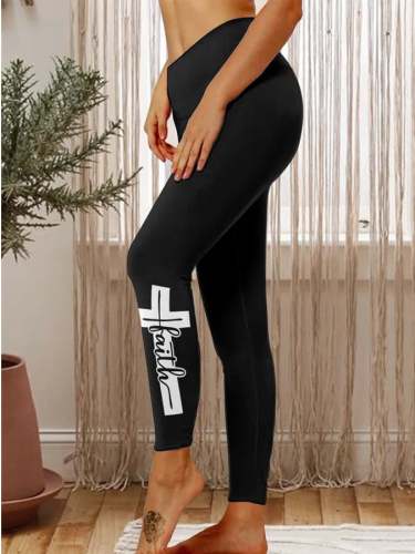 Women's Faith With Cross Printed Leggings