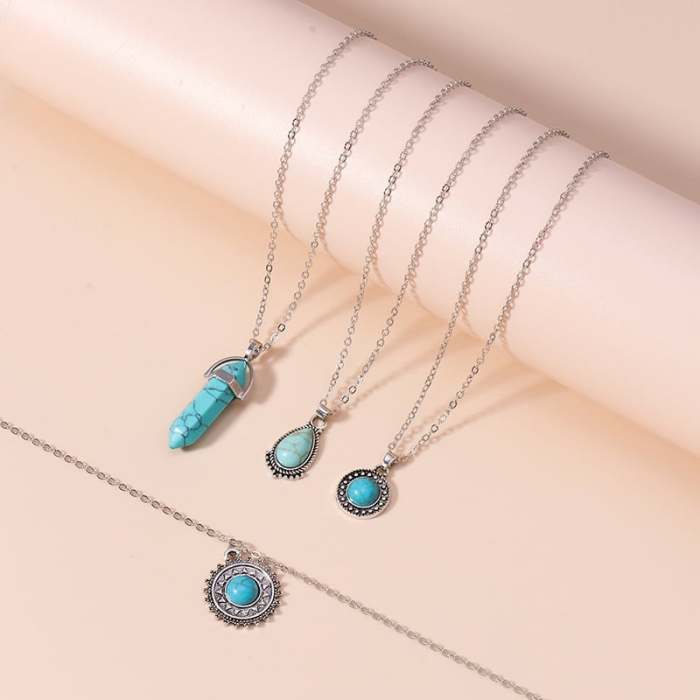 Last Day 75% OFFTurquoise Layered Drop Necklace