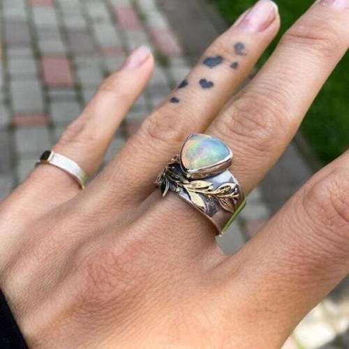 Last Day 75% OFFLeaf Geometric Opal Ring