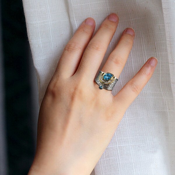 Blue Crystal Statement Ring